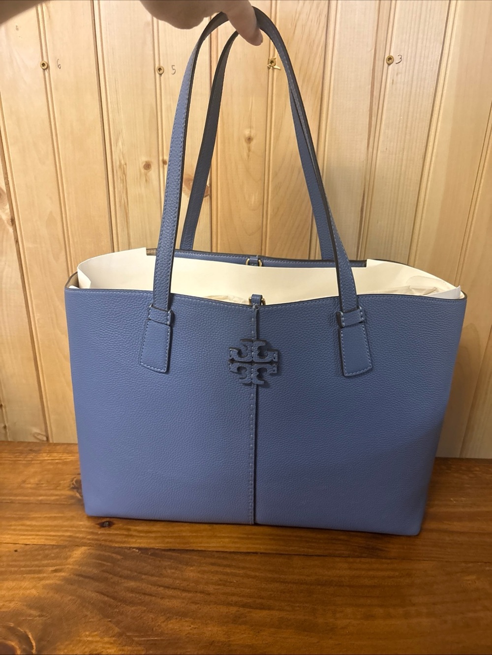 Tory Burch Bluewood McGraw Leather Tote Bag
